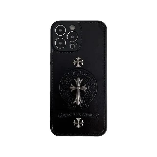 Chrome Hearts cross leather phone case