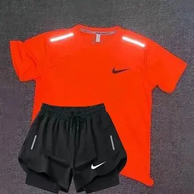 Nike reflective quick-dry short sleeve and shorts sport suit multi-color