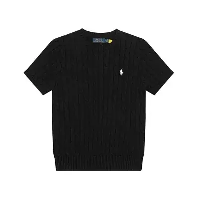 Ralph Lauren Black cable knit short sleeve sweater