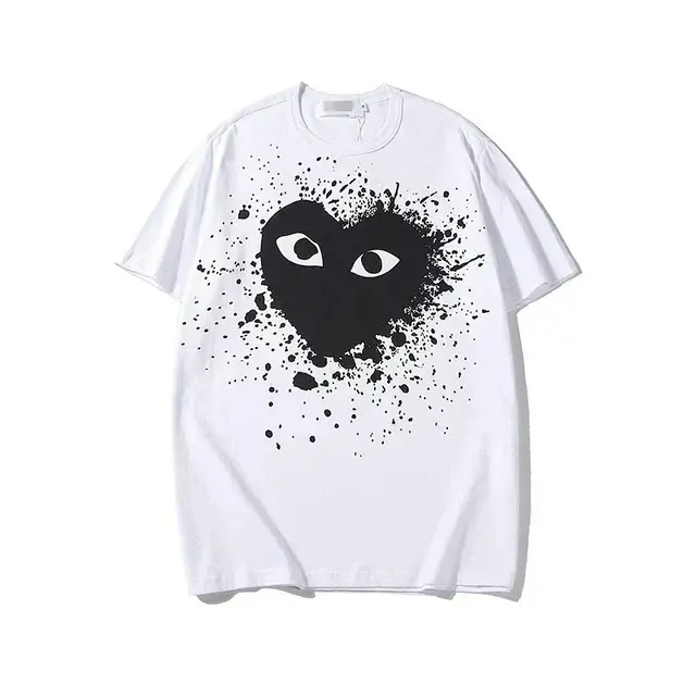 Comme des Garcons PLAY T-Shirt with Splatter-Paint Heart Design