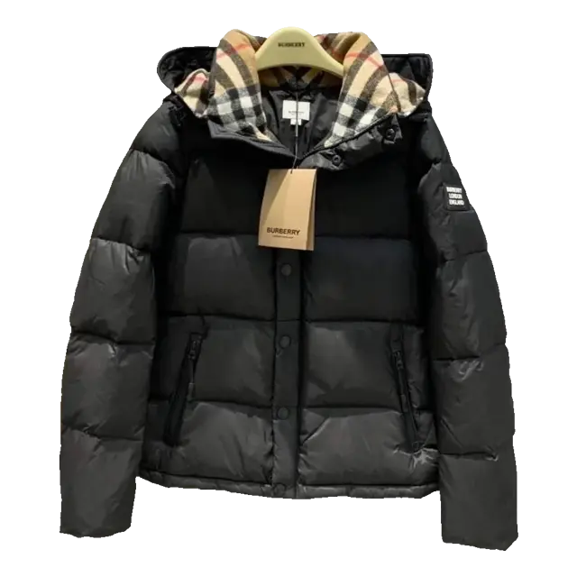 Burberry Check-Lined Hooded Puffer Jacket