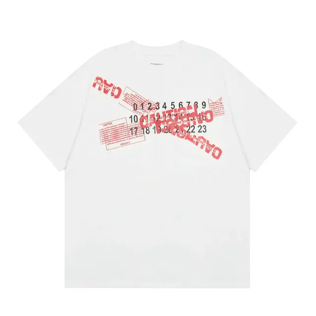 Maison Margiela Caution Tape Number T-Shirt White