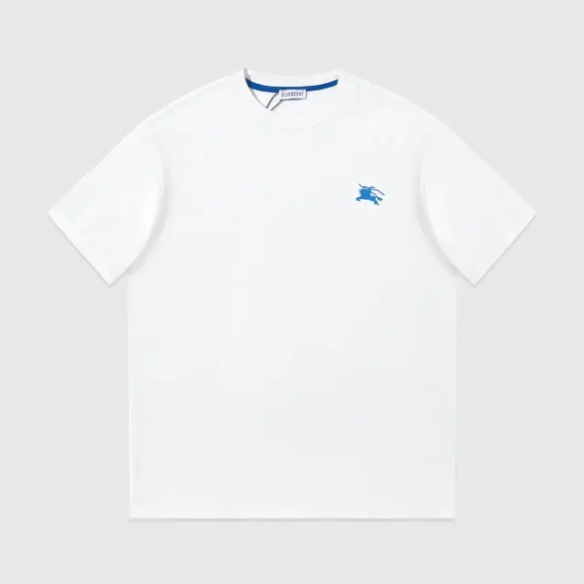 Burberry Equestrian Knight Blue Logo White T-Shirt