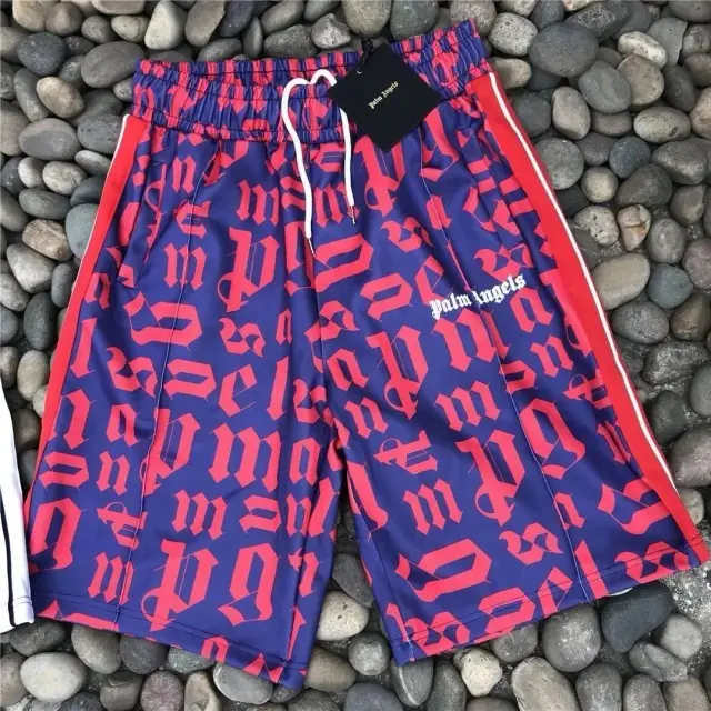 Palm Angels Monogram Track Shorts Blue Red