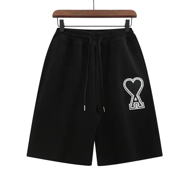 Ami Paris Heart Logo Sweat Shorts Black
