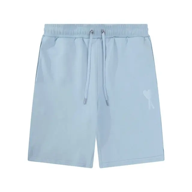 Ami Paris Heart Logo Sweat Shorts Light Blue