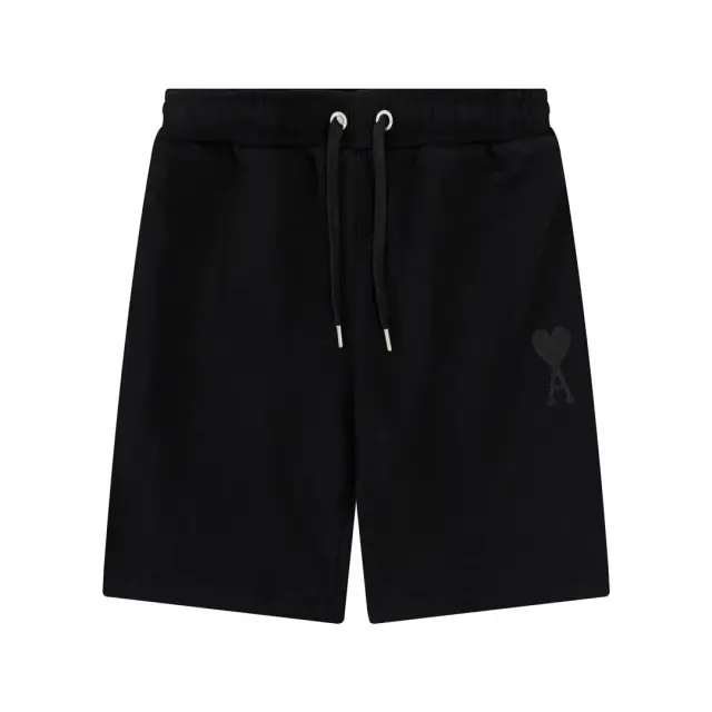 Ami Paris Heart Logo Sweat Shorts Black