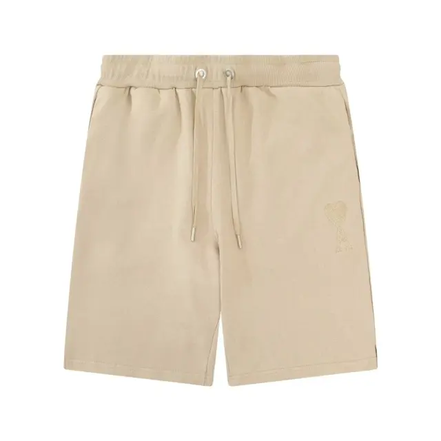 Ami Paris Heart Logo Sweat Shorts Khaki