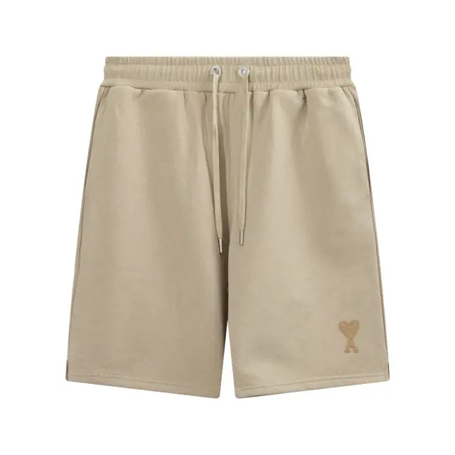 Ami Paris Heart Logo Sweat Shorts Beige
