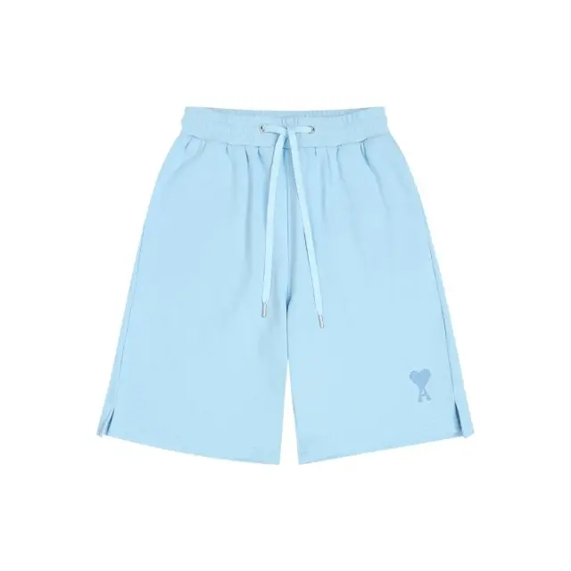 Ami Paris Heart Logo Sweat Shorts Light Blue