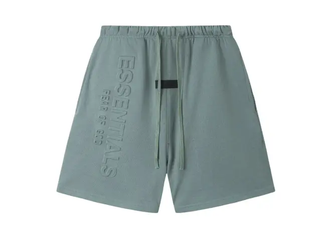 Fear of God Essentials Sage Green Vertical Logo Shorts