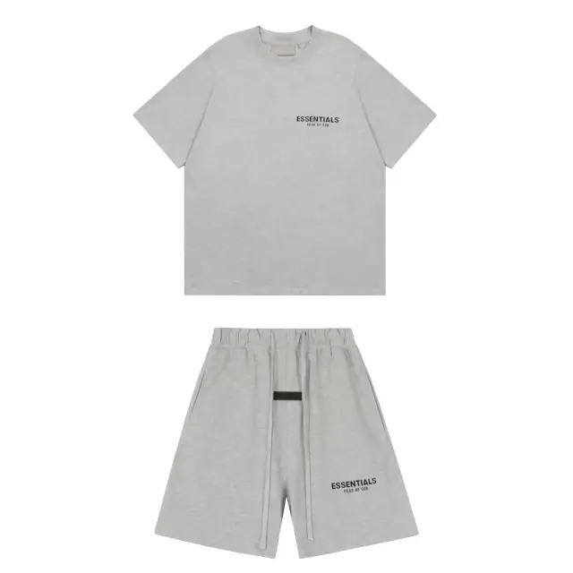 Fear of God Essentials Grey T-Shirt and Shorts Set