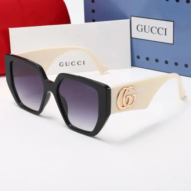 Gucci Interlocking G Geometric Sunglasses Ivory