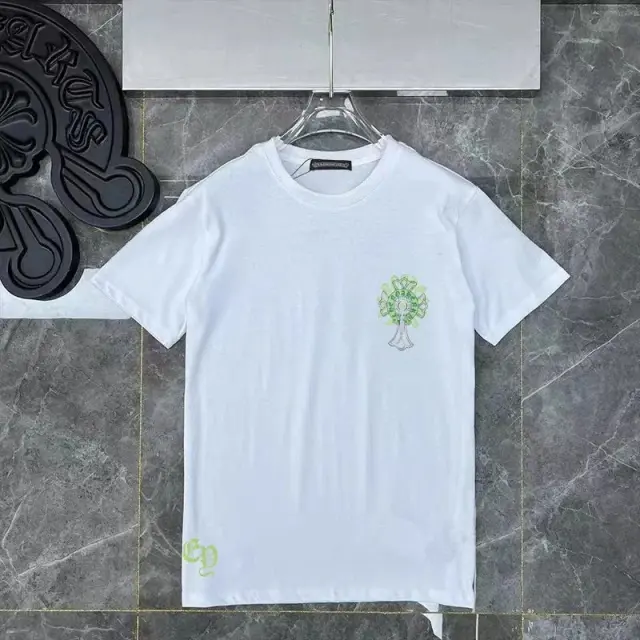 Chrome Hearts Neon Green Horseshoe White T-Shirt