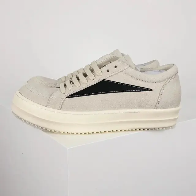 Rick Owens DRKSHDW Vintage Sneaks Off-White Suede Black Stripe