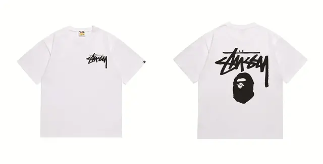 A Bathing Ape BAPE x Stussy Collaboration White Tee