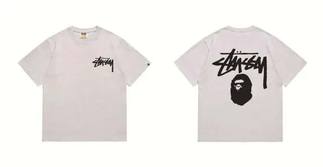 BAPE x Stussy Ape Head T-Shirt Grey/Black
