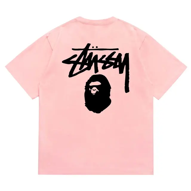 BAPE x Stussy Ape Head T-Shirt Pink/Black