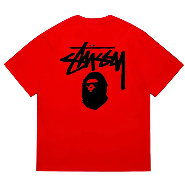 BAPE x Stussy Ape Head T-Shirt Red/Black