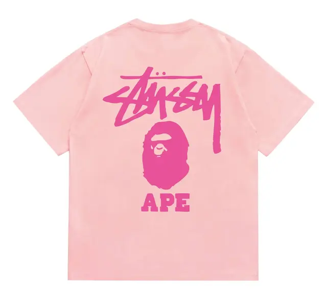 Stussy x A Bathing Ape Ape Head T-Shirt Pink Magenta