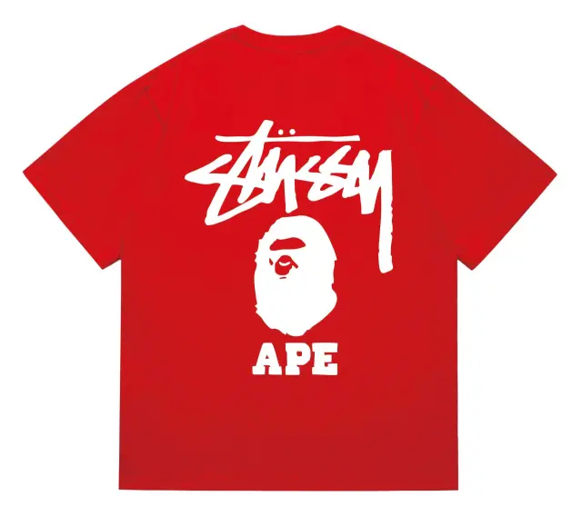 Stussy x A Bathing Ape Ape Head T-Shirt Red White