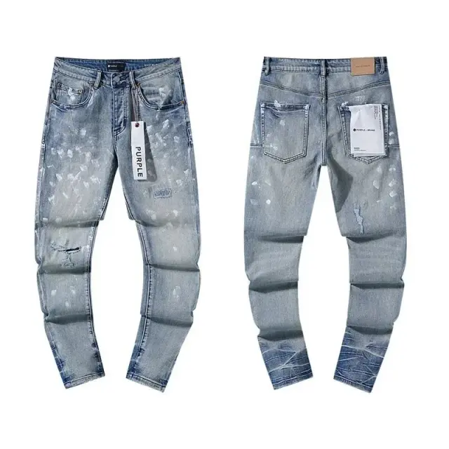 Purple Brand Light Wash Paint Splatter Jeans