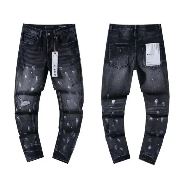 Purple Brand Dark Wash Paint Splatter Jeans