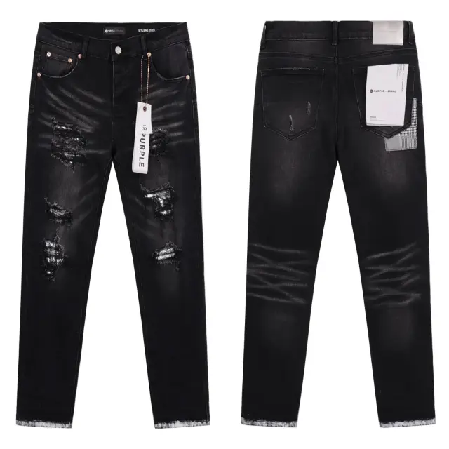 Purple Brand Black Coated Repair Jeans