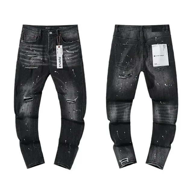 Purple Brand P001 Black Paint Splatter Jeans