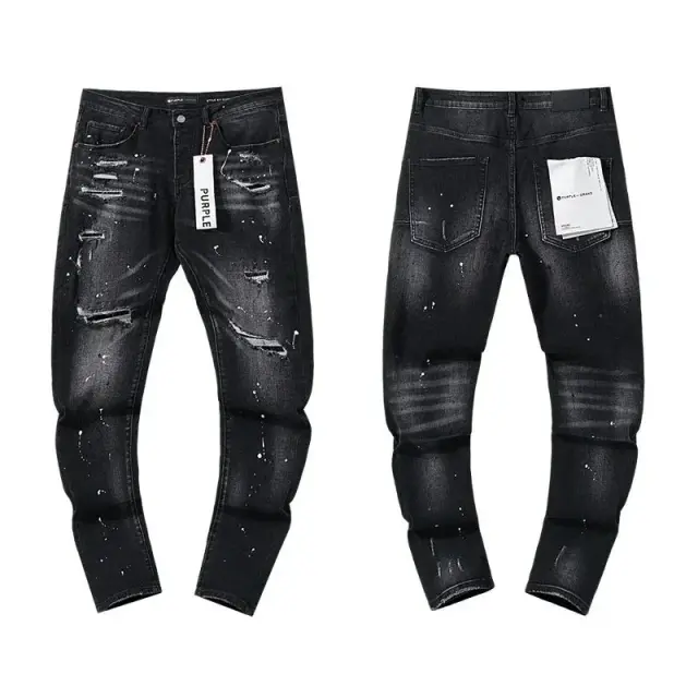 Purple Brand P001 Black Heavy Distressed Jeans