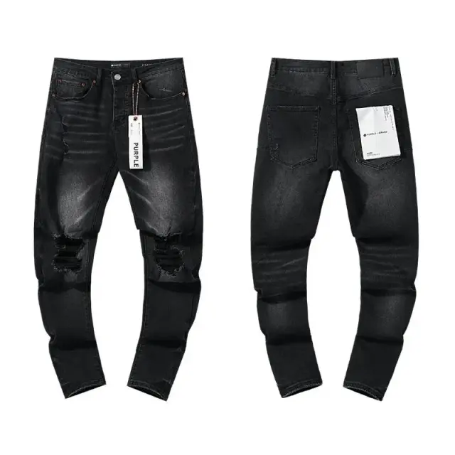 Purple Brand P001 Black Knee Rip Jeans