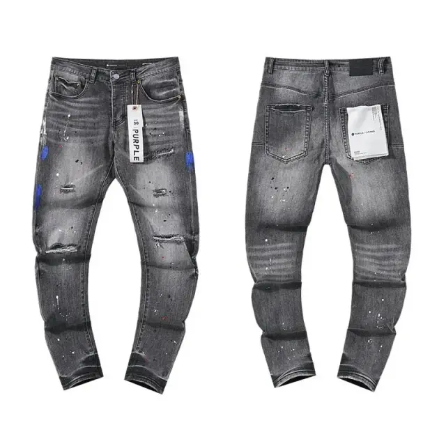 Purple Brand P001 Grey Paint Splatter Jeans