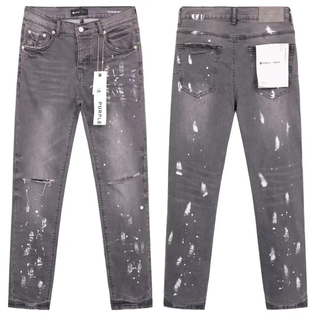 Purple Brand P001 Vintage Grey Paint Splatter Jeans