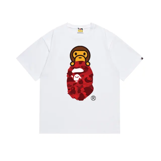 A Bathing Ape Baby Milo Red Camo White T-Shirt