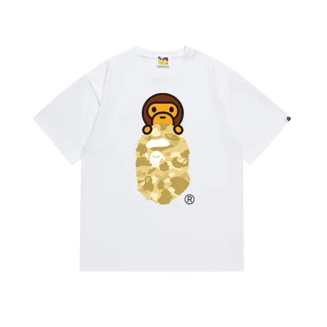 A Bathing Ape Baby Milo Yellow Camo White T-Shirt