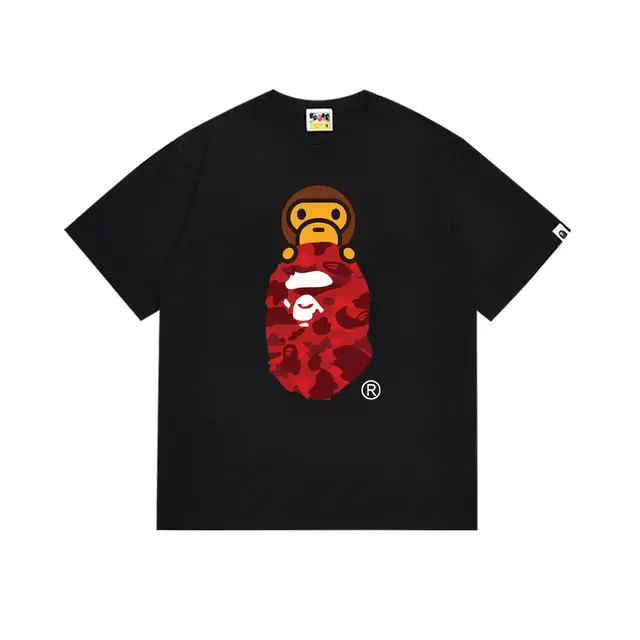 A Bathing Ape Baby Milo Red Camo Black T-Shirt