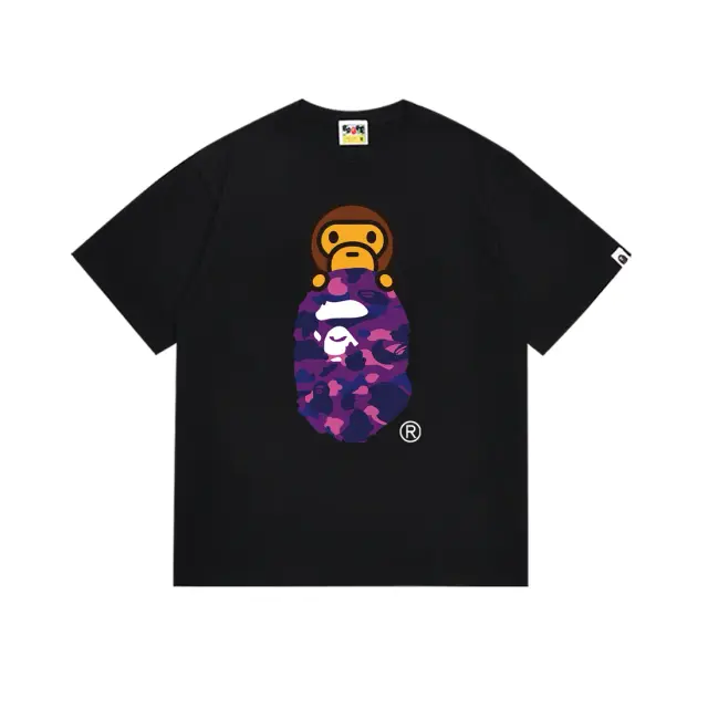 A Bathing Ape Baby Milo Purple Camo Black T-Shirt