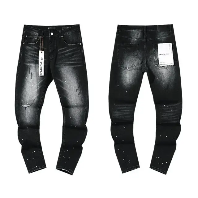 Purple Brand Paint Splatter Jeans Black