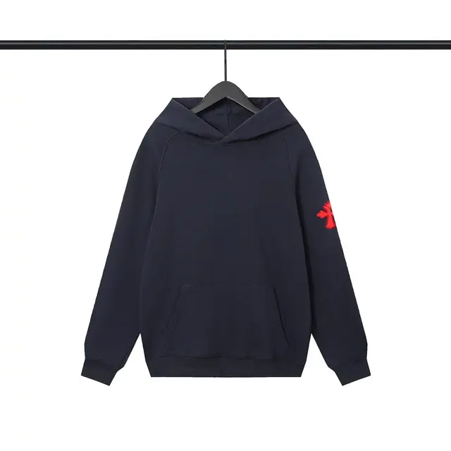 Chrome Hearts Dark Navy Red Cross Sleeve Hoodie