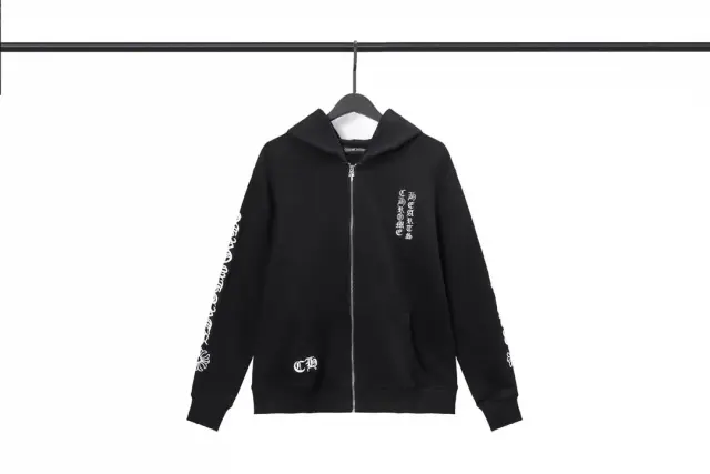 Chrome Hearts Gothic Script Full Zip Hoodie Black