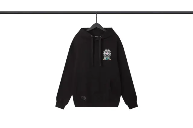 Chrome Hearts Horseshoe Multicolor Cross Pullover Hoodie Black