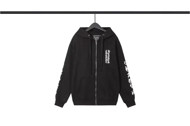 Chrome Hearts Gothic Script Full Zip Hoodie Black