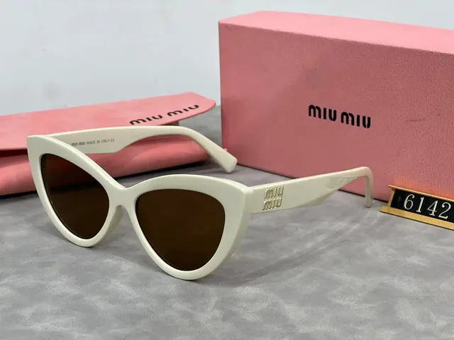 Miu Miu MU 04ZS Cat-Eye Sunglasses 'White / Brown'