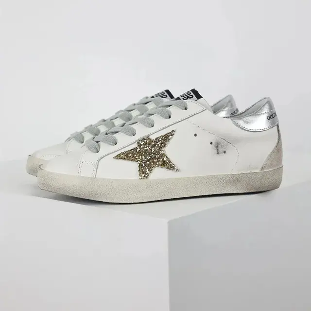 Golden Goose Super-Star White Gold Glitter Silver
