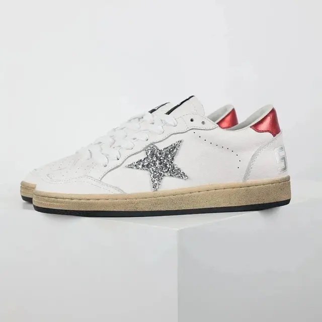 Golden Goose Ball Star 'White / Silver Glitter / Red'