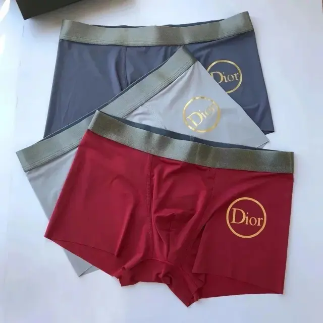 Dior Dark Gray Light Gray Red Boxer Briefs