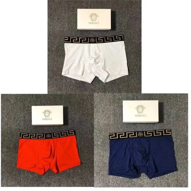 Versace Greca Boxer Briefs Trio White Red Navy