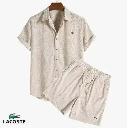 Lacoste Shirt and Shorts Set Beige
