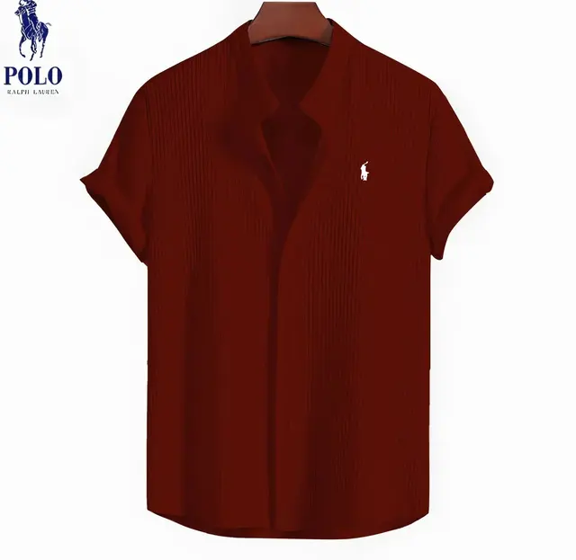 Polo Ralph Lauren Ribbed Short Sleeve Shirt Burgundy