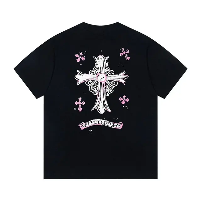 Chrome Hearts Sketch Cross T-Shirt Black Pink